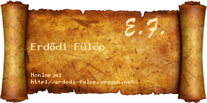 Erdődi Fülöp névjegykártya